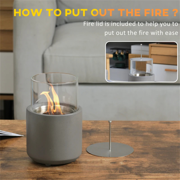 Light Grey Mini Tabletop Fireplace