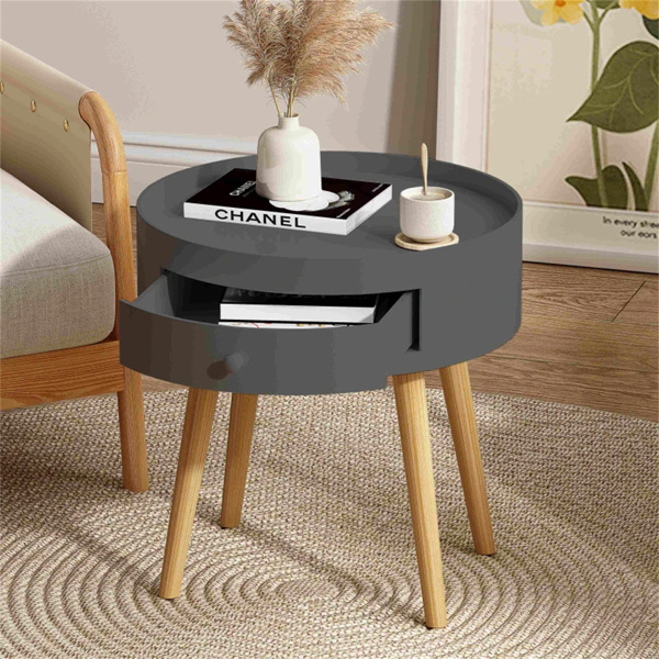 Gray Coffee Table with Drawer, Bedside Table