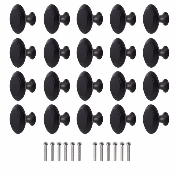 20X Door Knobs Cupboard Cabinet Drawer Round Furniture Kitchen Pull Handle Black