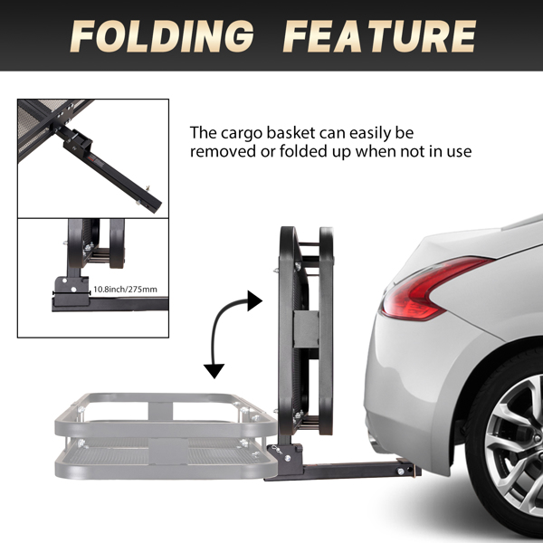 Anhänger Anhängerkupplung Cargo Carrier Rack 180Kg, Heavy Duty Stahl Hitch Cargo Rack, 152cm x 60cm x 36cm faltender Anhänger Gepäckträger passt Empfänger mit Stabilisator für LKW, SUV, RV