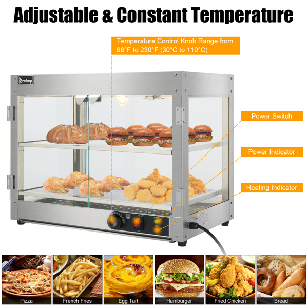 110.00V 800.00W Two Layers Stainless Steel Color Stainless Steel/Tempered Glass Warming Cabinet