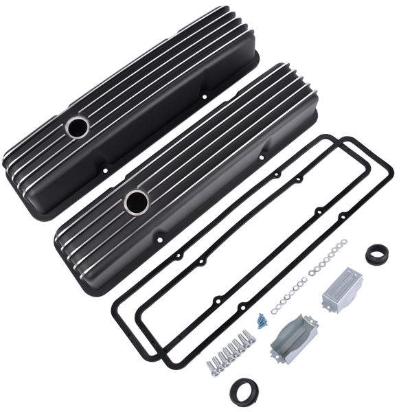 Valve Covers Fabricated Aluminum Polished for Chevy Small Block 283 302 305 327 350 400 1958-1986 Black