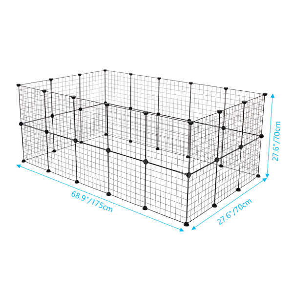 Pet Playpen, Small Animal Cage Indoor Portable Metal Wire Yard Fence for Small Animals, Guinea Pigs, Rabbits Kennel Crate Fence Tent Black 24pcs (And 8pcs For Free)