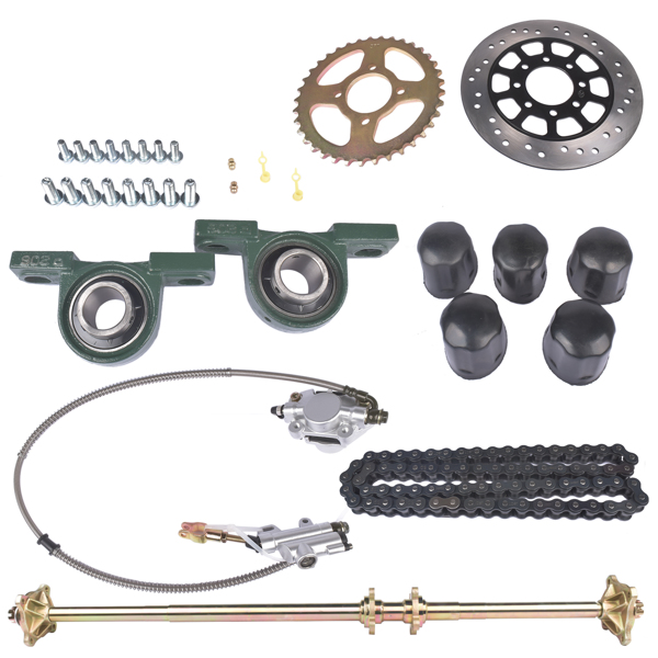 Rear Live Axle Kit 44" w/ Brake Assembly Chain Sprocket for Go Kart Quad ATV