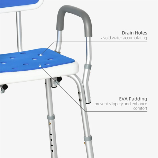 Anti slip shower chair with adjustable height