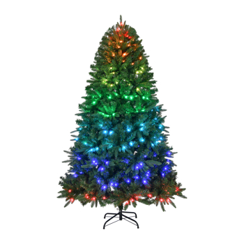 6 FT Pre-lit Artificial Christmas Tree, APP Controlled Xmas Tree Hinged Branches with 330 RGB Lights and 900 Branch Tips, for Holiday Party Store Office Home, Green