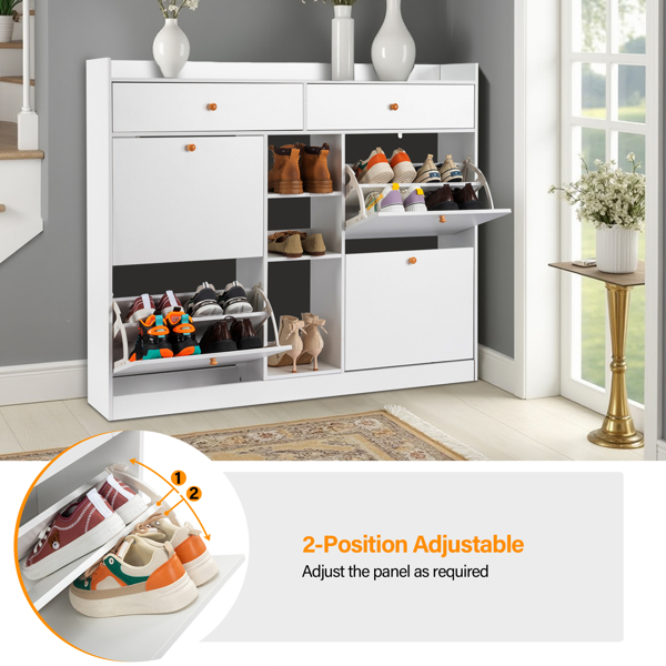 FCH 4 Drawers 2 Drawers with Top Baffle Shoe Cabinet Particle Board 128*25*107cm White