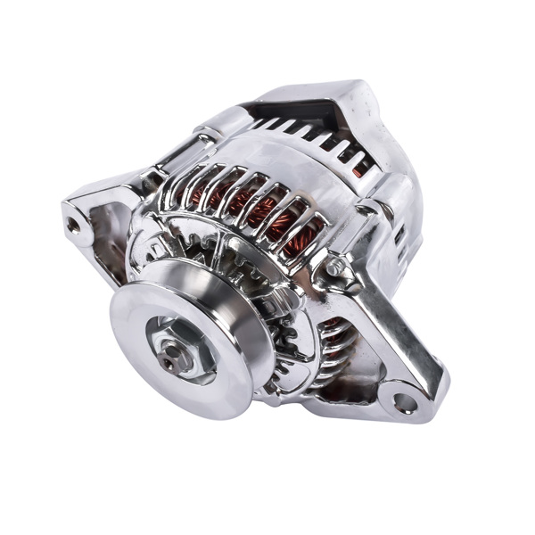 Chrome Mini Alternator Fits For GM Denso Style 12 Volt V-Belt 1 Wire Street Race