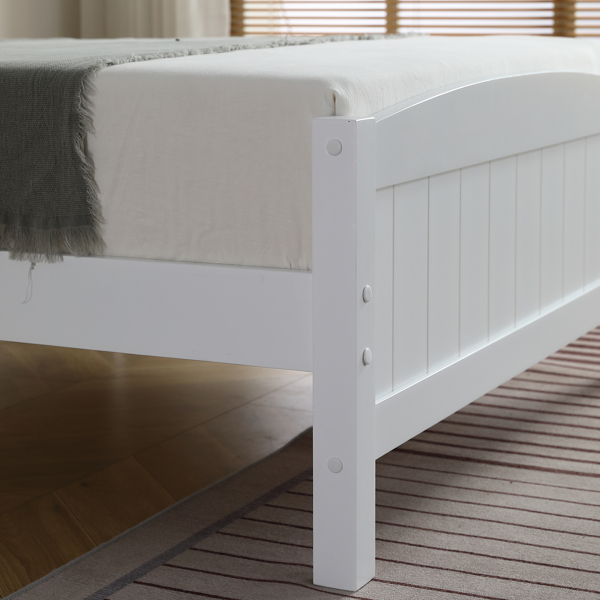 FCH Twin Pine Single-Layer Core Vertical Stripe Full-Board Curved Bed Head With The Same Bed Foot White Wooden Bed