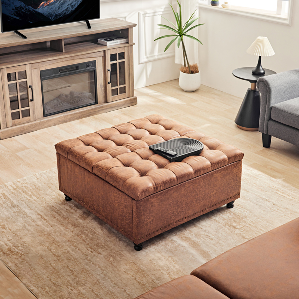 Sitzbank Mit Stauraum, Storage Ottoman Coffee Table, Bauch als Couchtische, Schemel und Schreibpult,Polsterbank Sitzhocker Sitztruhe Belastbar bis 91 x 91 x 53 cm, Für Wohnzimmer