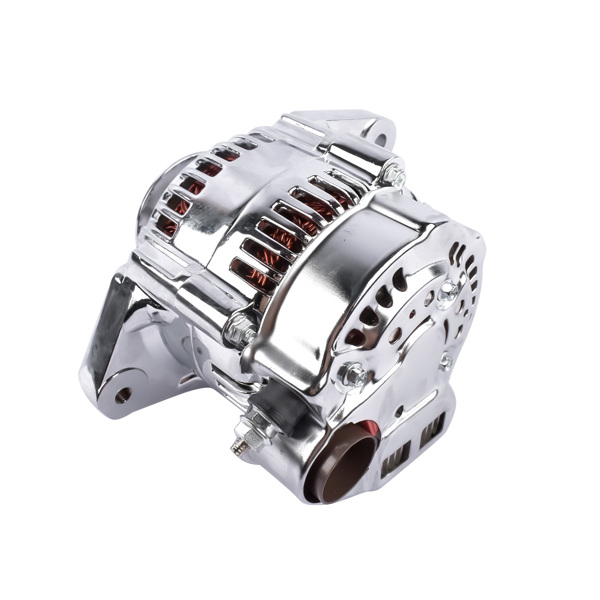 Chrome Mini Alternator Fits For GM Denso Style 12 Volt V-Belt 1 Wire Street Race