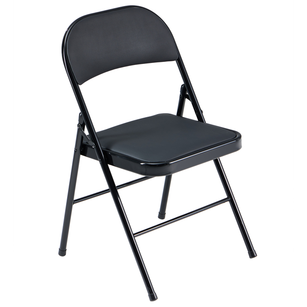 【Old Code：33457557】4pcs Elegant Foldable Iron & PVC Chairs for Convention & Exhibition Black