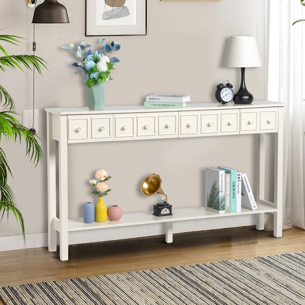 [Replace code:71522742]Long Console Table Entryway Table with Different Size Drawers and Bottom Shelf, White Narrow Storage Sofa Table for Entryway Hallway(White) Long Console Table 