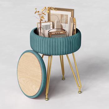 Velvet Vanity Chair, osmanischer Schminktisch Aufbewahrungshocker, moderner und schicker Design-Kommodenstuhl (Dunkelgrün)