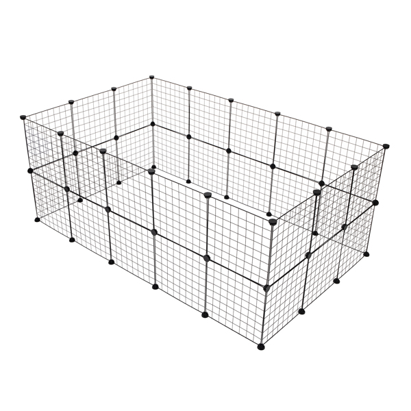 Pet Playpen, Small Animal Cage Indoor Portable Metal Wire Yard Fence for Small Animals, Guinea Pigs, Rabbits Kennel Crate Fence Tent Black 24pcs (And 8pcs For Free)