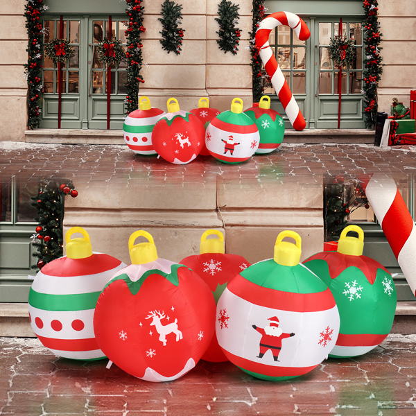 6.9 FT Lighted Christmas Inflatable Decoration, Inflatable Five Christmas Balls, Funny Blow Up Yard Decorations with Built-in LED Lights for Holiday Party Front Yard Lawn Garden Decor