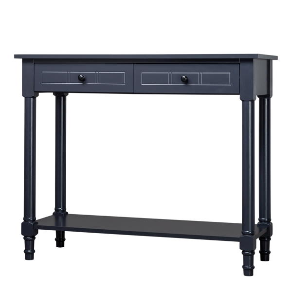 2-Tier Console Table with 2 Drawers， Console Tables for Entryway, Sofa Table with Storage Shelves, Entryway Table Behind Sofa Couch, for Living Room, Kitchen, Black