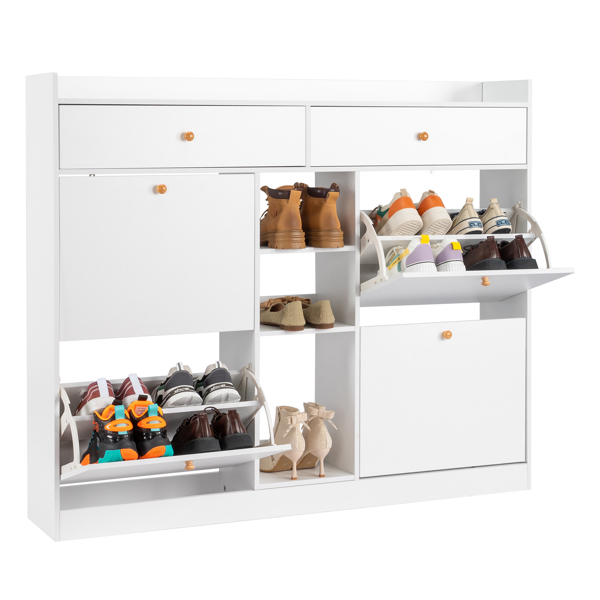 FCH 4 Drawers 2 Drawers with Top Baffle Shoe Cabinet Particle Board 128*25*107cm White