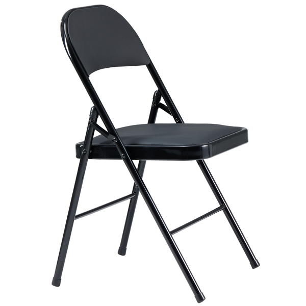 【Old Code：33457557】4pcs Elegant Foldable Iron & PVC Chairs for Convention & Exhibition Black