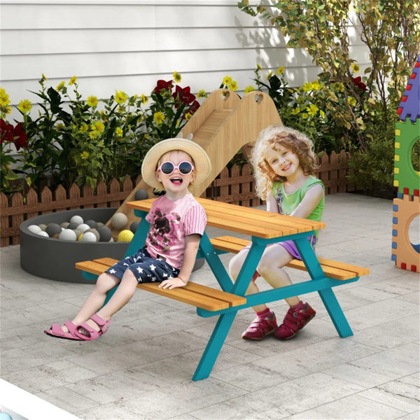 Wooden outdoor children's picnic table