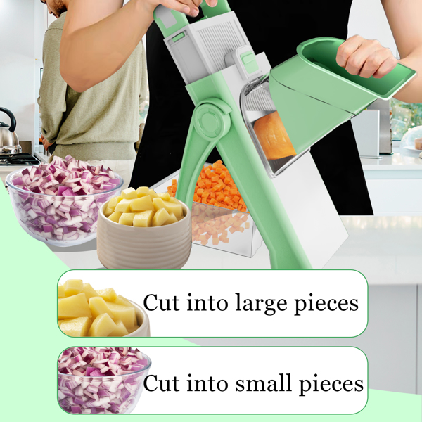 Mandoline Slicer,Kitchen Adjustable Safe Vegetable Chopper,Cucumber Slicer,Potato Slicer,Onion Slicer,Julienne + Dicer for Vegetables and Meal Prep,Includes Cleaning Brush & Peeler