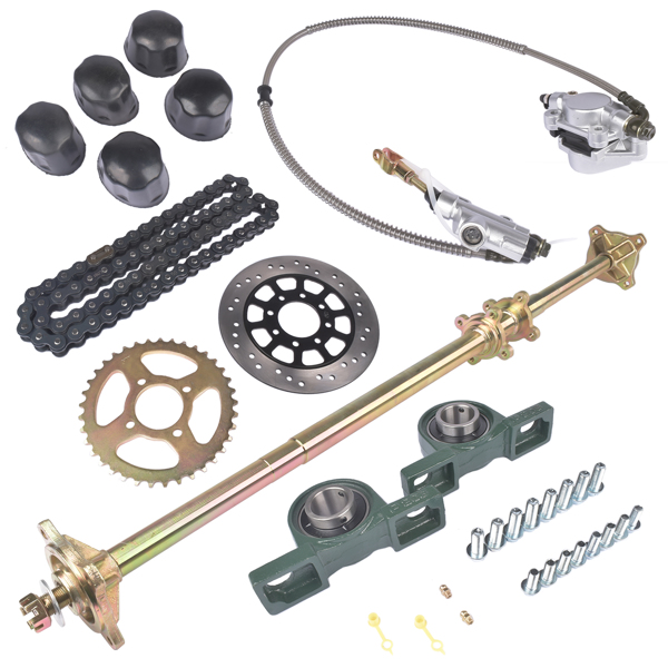 Rear Live Axle Kit 44" w/ Brake Assembly Chain Sprocket for Go Kart Quad ATV