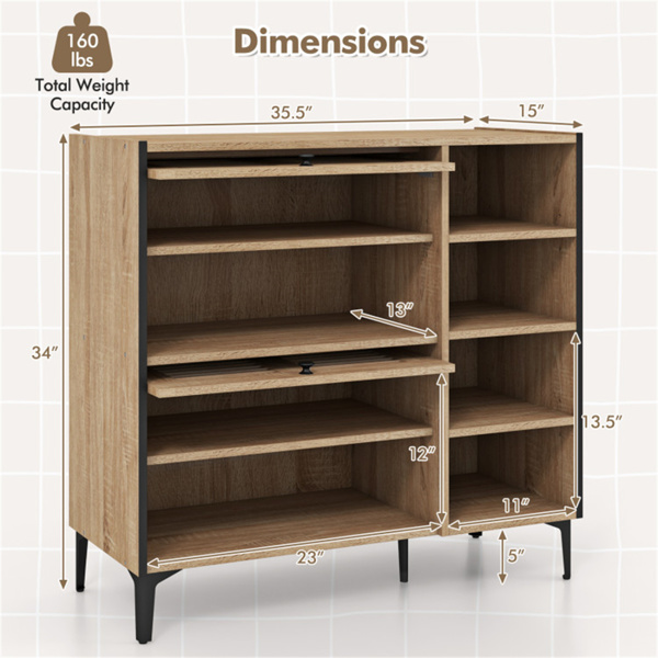 Entry shoe cabinet with adjustable shelf and flip door