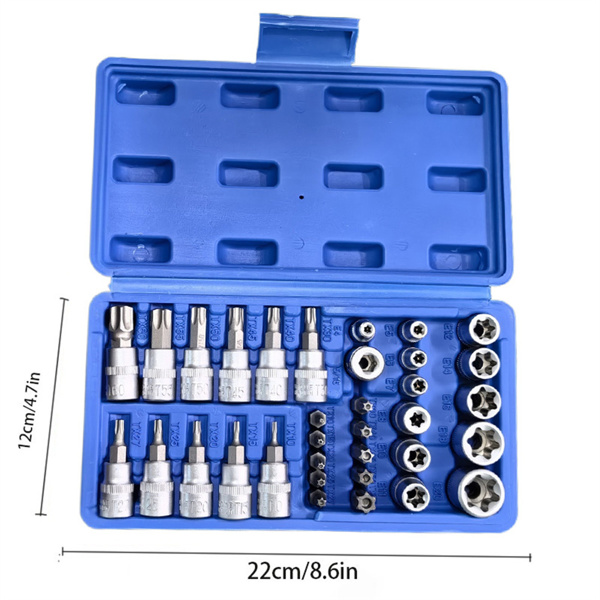 34 Piece Set of Plum Blossom Star Shaped Screwdriver Head Socket - Chrome Vanadium Steel Sleeve Multifunctional Combination Tool Set Hexagonal Screwdriver