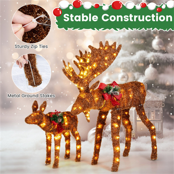 2-piece set lit moose Christmas decoration with LED lights