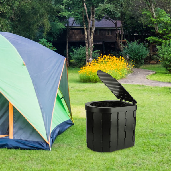 Portable Camping Toilet for Adults -Portable Folding Toilet with Lid,with Lid Carry Bag 1 Roll Garbage Bags