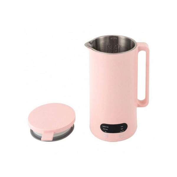 Soymilk Maker 304 Stainless Steel, Juicer Soybean Milk Machine Easy to Operate 11Oz Capacity, Multi Cooker Mixer for Home, Dormitory, Office 110V(Pink)