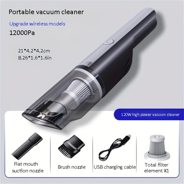 Wireless Silver Car vacuum cleaner wireless car with strong suction handheld vacuum cleaner small mini rechargeable home vacuum cleaner