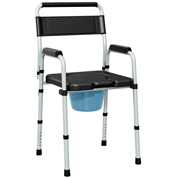 Black multi-functional portable toilet chair with adjustable height