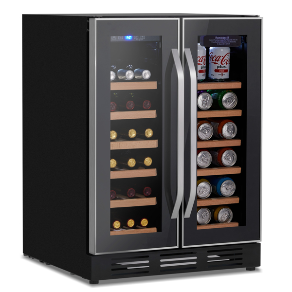 ZOKOP Dual Zone Wine and Beverage Refrigerator, 34 Bottle Wine Fridge with Independent Temperature Control & Glass Door, Built-in/Freestanding/Under Counter Wine Cooler Chiller for Wine Champagne Beer