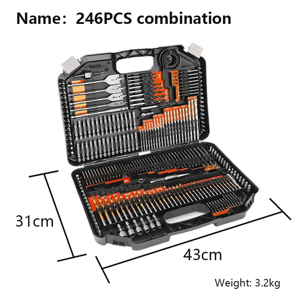 246 pcs inch drill sets Fried Dough Twists drill woodworking drill cement drill bit bit tapper set