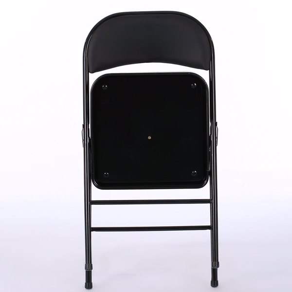 【Old Code：33457557】4pcs Elegant Foldable Iron & PVC Chairs for Convention & Exhibition Black