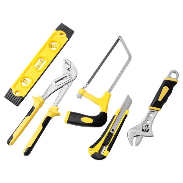 218 Piece Tool Set General Household Hand Tool Kit with Plastic Toolbox Storage Case Yellow