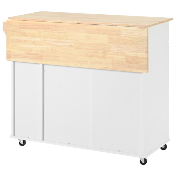 Kitchen Island with Drop Leaf, Kitchen Storage Cart with 3 Tier Pull Out Cabinet Organizer, Internal Storage Rack, Rolling Kitchen Cart on Wheels with Towel Rack, 2 Drawers, for Kitchen, White