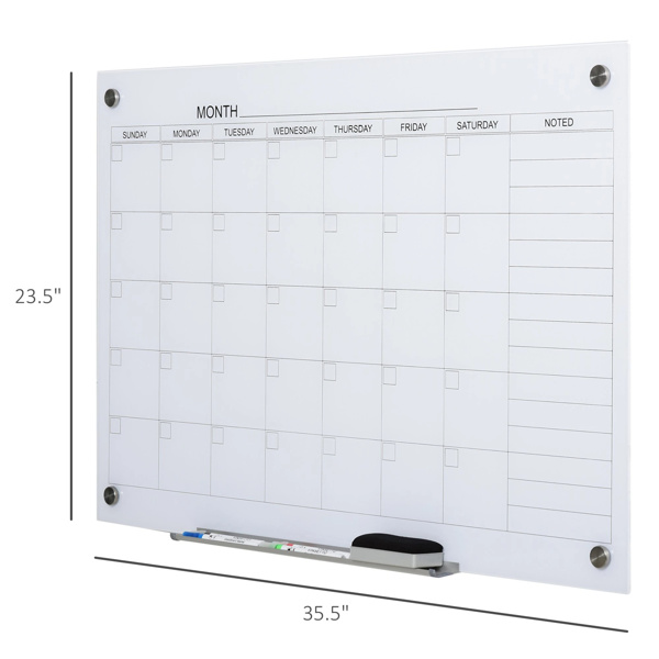 35 "x23" Calendar Planner Dry Wipe Wall Calendar with 4 Marks and 1 Eraser