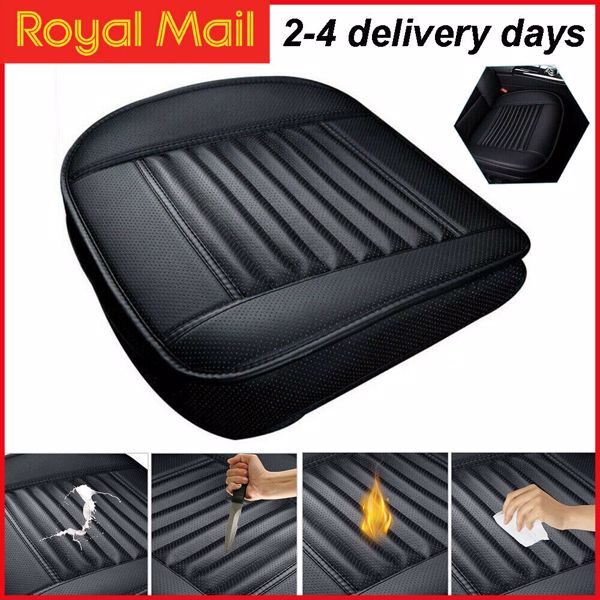 Car Front Seat Chair Cushion PU Leather Soft Pad Cover Black Protector Mat UK*