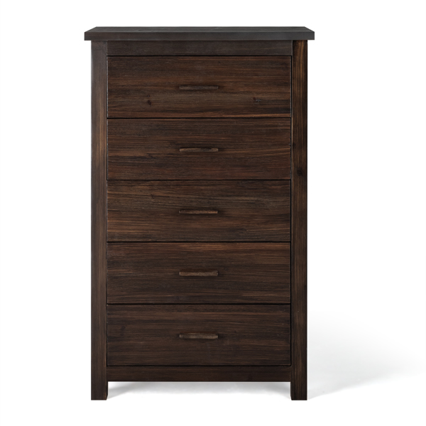 Brown MDF with Solid Wood Veneer 73*40*120cm Vertical 5-Drawer Chest of Drawers