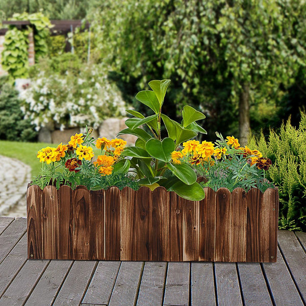 40" x 16" x 12" Raised Planter Box Garden Scalloped Edge Wooden 