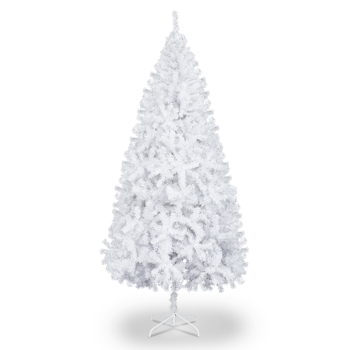 6 FT Artificial Christmas Tree, Unlit Hinged Christmas Pine Tree with 820 Branch Tips and Sturdy Metal Stand, White