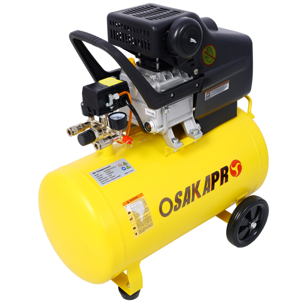 4.5HP Portable 13 Gallons Oil-Lubricated Air Compressor Tank Ultra Quiet Horizontal Tank Adjustable Pressure with Built-in Wheel