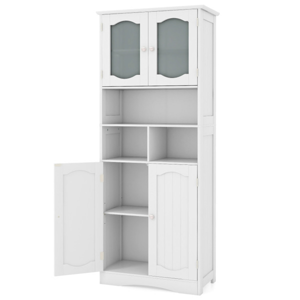 Bathroom Storage Cabinet with Glass Doors and Shelves