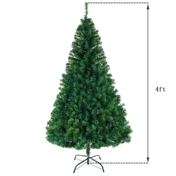 4 FT Artificial Christmas Tree, Unlit Christmas Pine Tree with 230 Branch Tips and Sturdy Metal Stand for Office Home Store Party Holiday Decor, Green