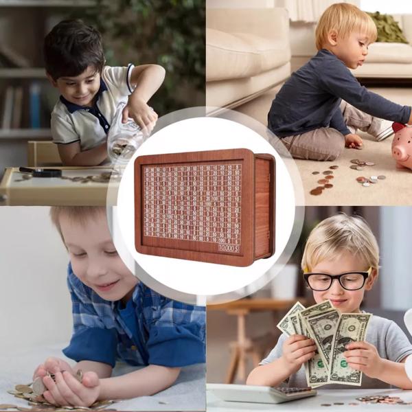 Wooden Money Bank With Counter Money Piggy Bank 10000 Saving Challenge Save Box