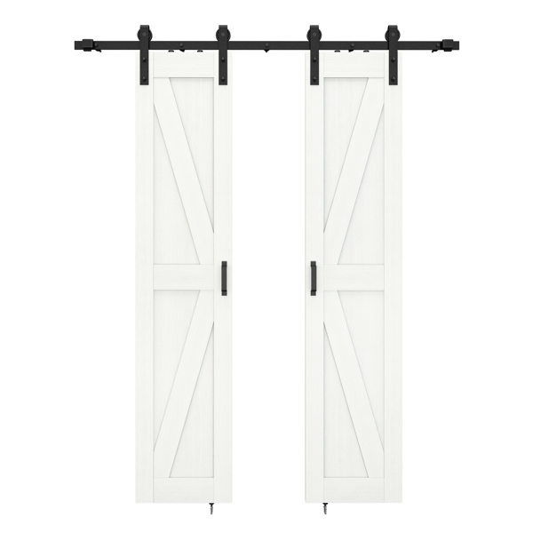 36 in. x 84 in. Sliding Double Barn Door with 6FT Barn Door Hardware Kit ，K Frame，MDF+Solid Wood ,Waterproof,Anti-Scratch