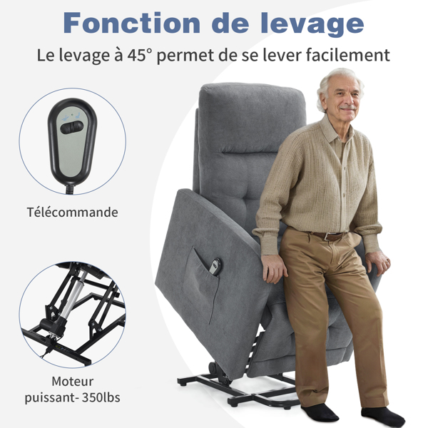 1pcs dark gray fabric electric lift elderly chair 120kg indoor functional chair