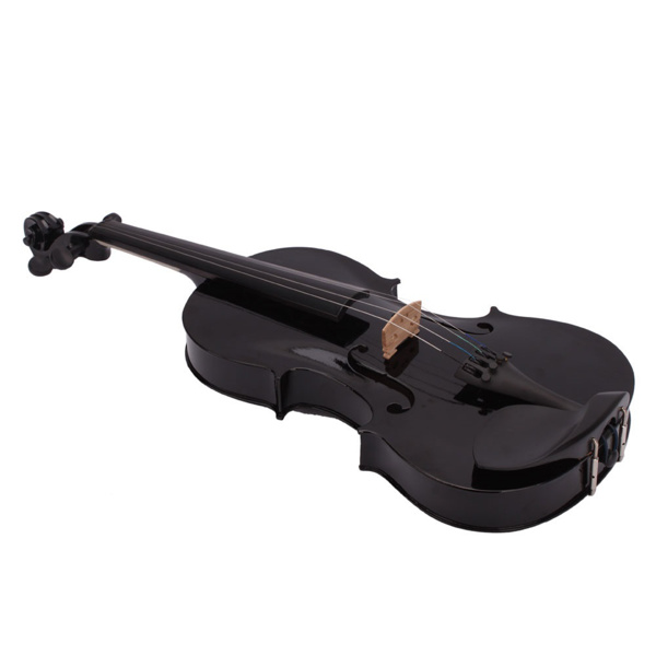 Glarry GV100 4/4 Acoustic Violin Case Bow Rosin Strings Tuner Shoulder Rest Black